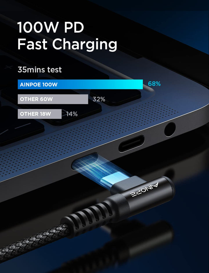100W USB C to USB C Cable 10FT,Chubby Cable USB C,USBC to USBC Cable Fast Type C Charging Cable Fits for iPhone 16 15 14 13 12,MacBook Air/Pro,iPad Pro M4,Samsung Galaxy S24,Pixel 7,Black
