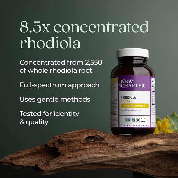 Rhodiola Force 300mg with Potent Vegan Rhodiola for Mental Focus & Stamina, Endurance + Mood Support + Stress Adaptogen + Non-GMO Ingredients - 30 Count