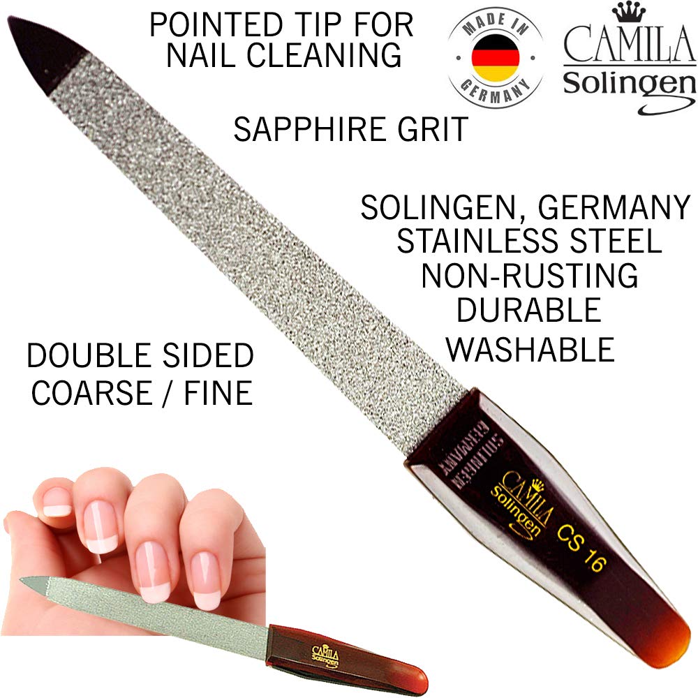 CS17 Sapphire Metal Nail File for Natural Nails Fingernail and Toenail Care, 5 Double Sided Coarse and Fine for Manicure and Pedicure