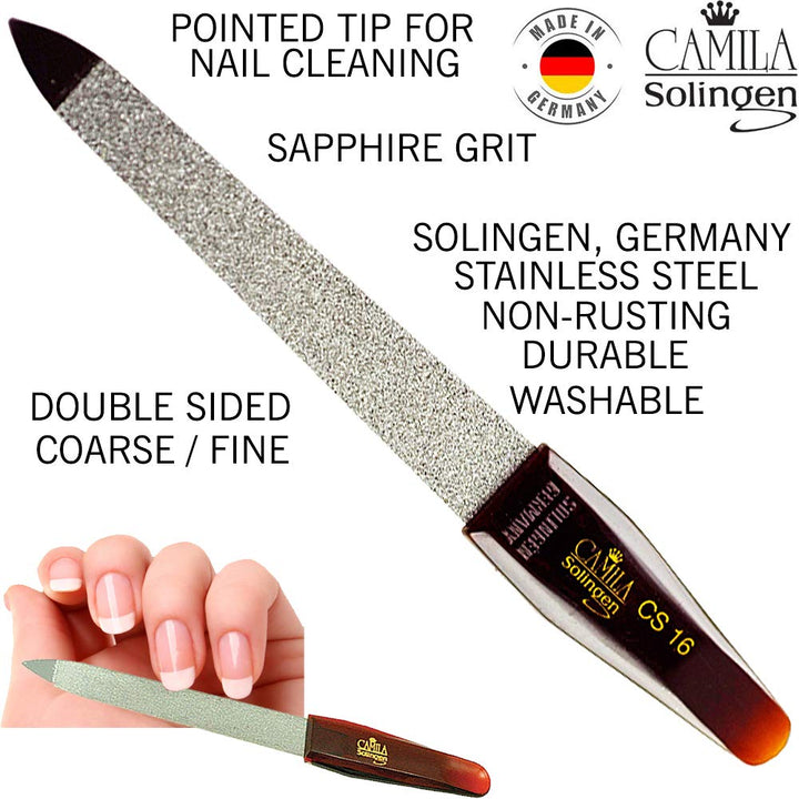 CS17 Sapphire Metal Nail File for Natural Nails Fingernail and Toenail Care, 5 Double Sided Coarse and Fine for Manicure and Pedicure
