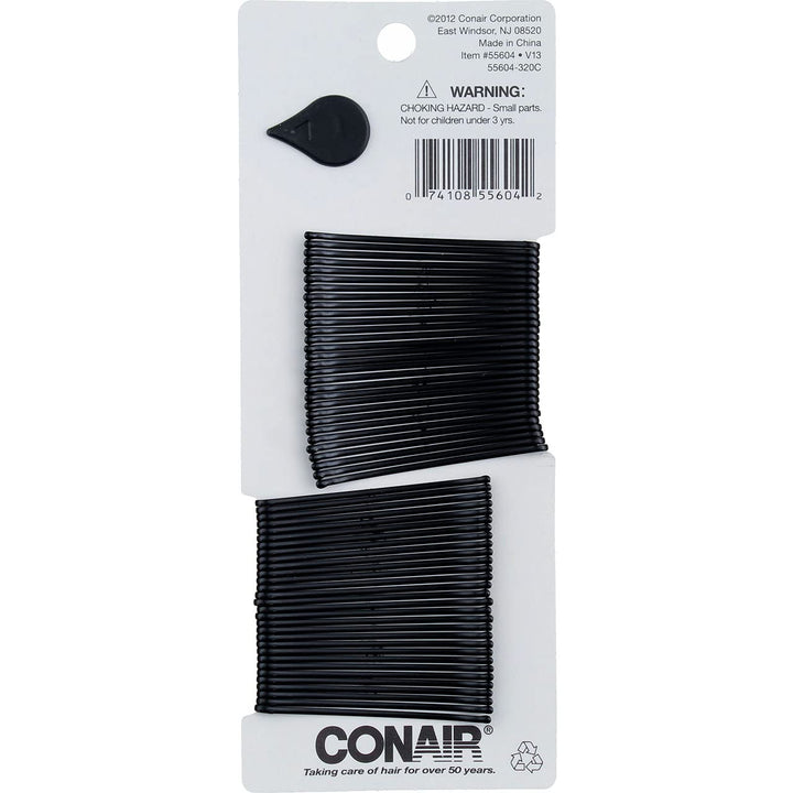Bobby Pins, Curved, Black 60 Pins (Pack Of 6)