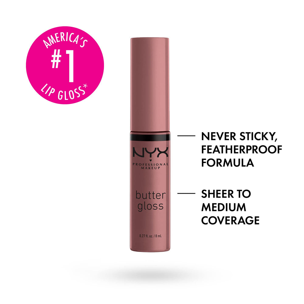 Butter Gloss, Non-Sticky Lip Gloss - Cinnamon Roll (Dusty Nude Mauve)