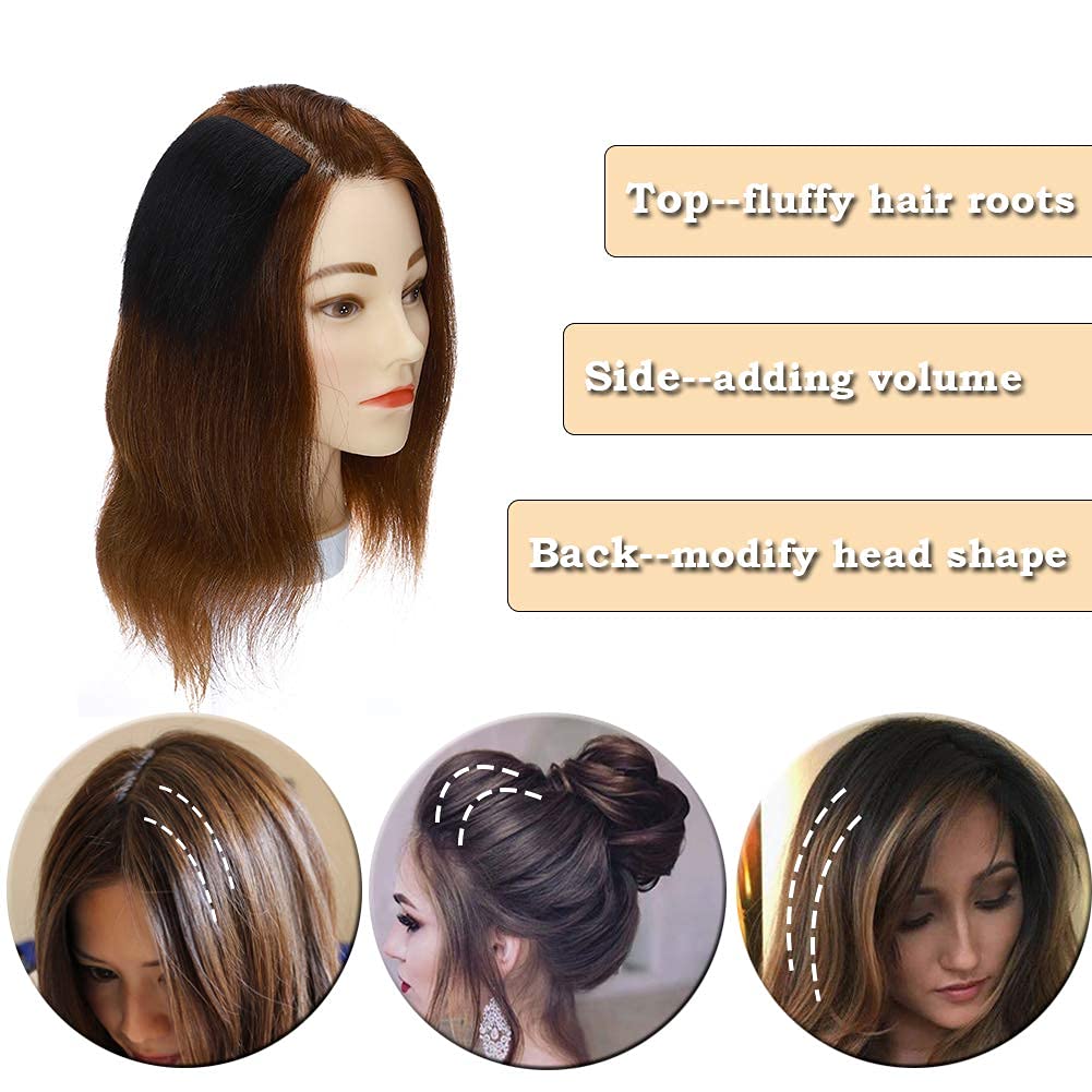 Clip in Remy Hair Piece Human Hair Invisible Hairpin Hairpiece for Women with Thinning Hair Bald Patch 12 inch Hair Cushion Straight Remy Hair for Adding Volume 1 piece Lightweight Dark Black #1