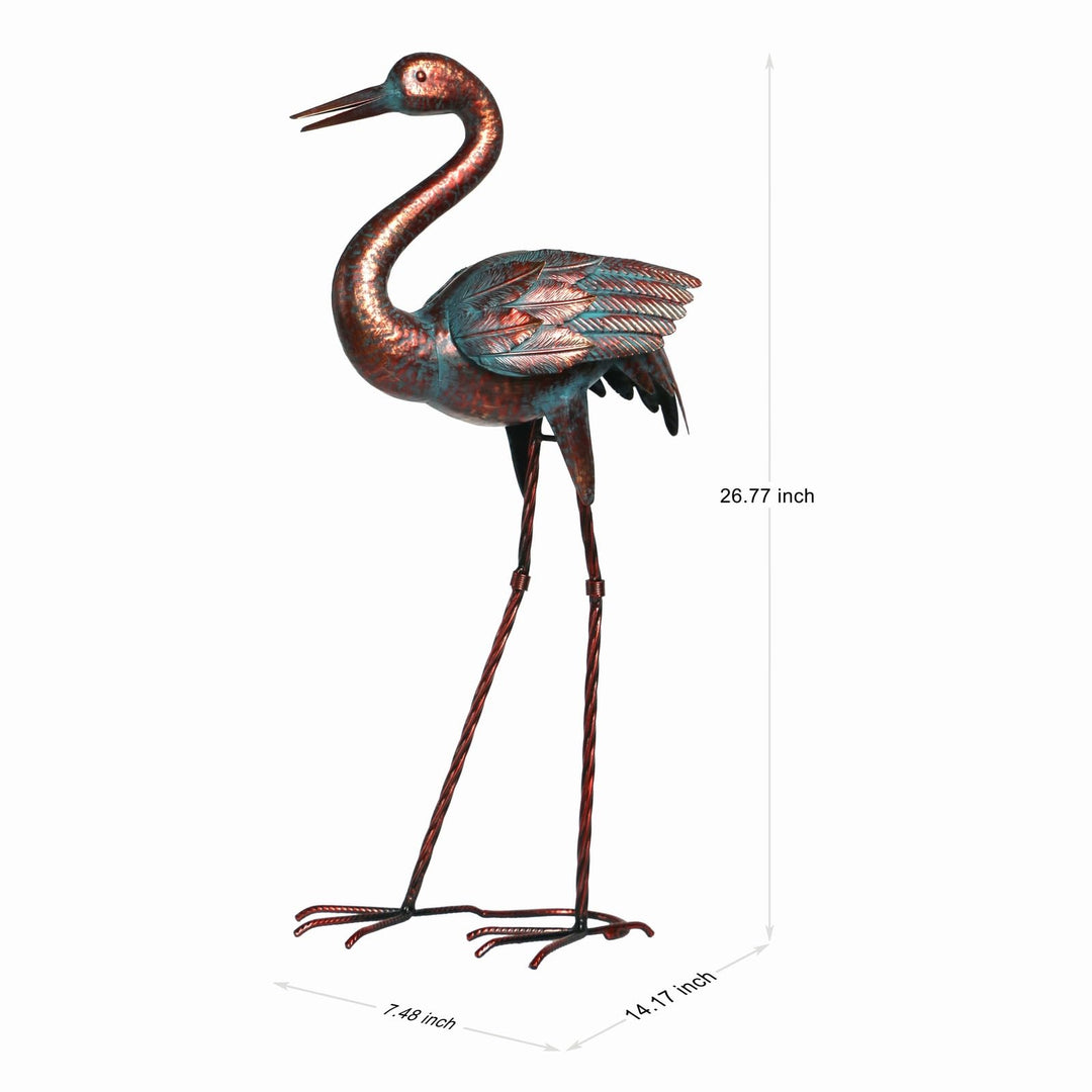 Garden Crane Statues for Outdoor, Standing Patina Heron Decoy Garden Sculptures, Metal Bird Art Lawn Ornaments for Patio Lawn Pond Backyard Decorations