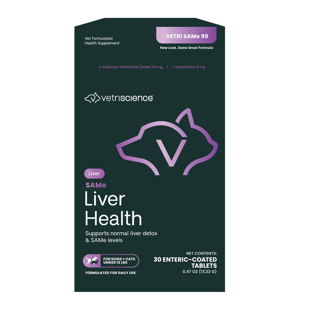 VetriScience Same Liver Health Tablets, 90 mg S-Adenosyl-Methionine Liver Health and Detox Supplement for Medium and Large Breed Dogs, Glutathione Antioxidant Liver Support, 30 Count