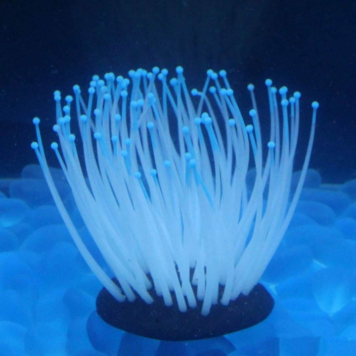 2 PCS Artificial Soft Sea Anemone Coral Plant,Silicone Coral Fish Tank Decorations,Aquarium Ornament,Blue and Purple