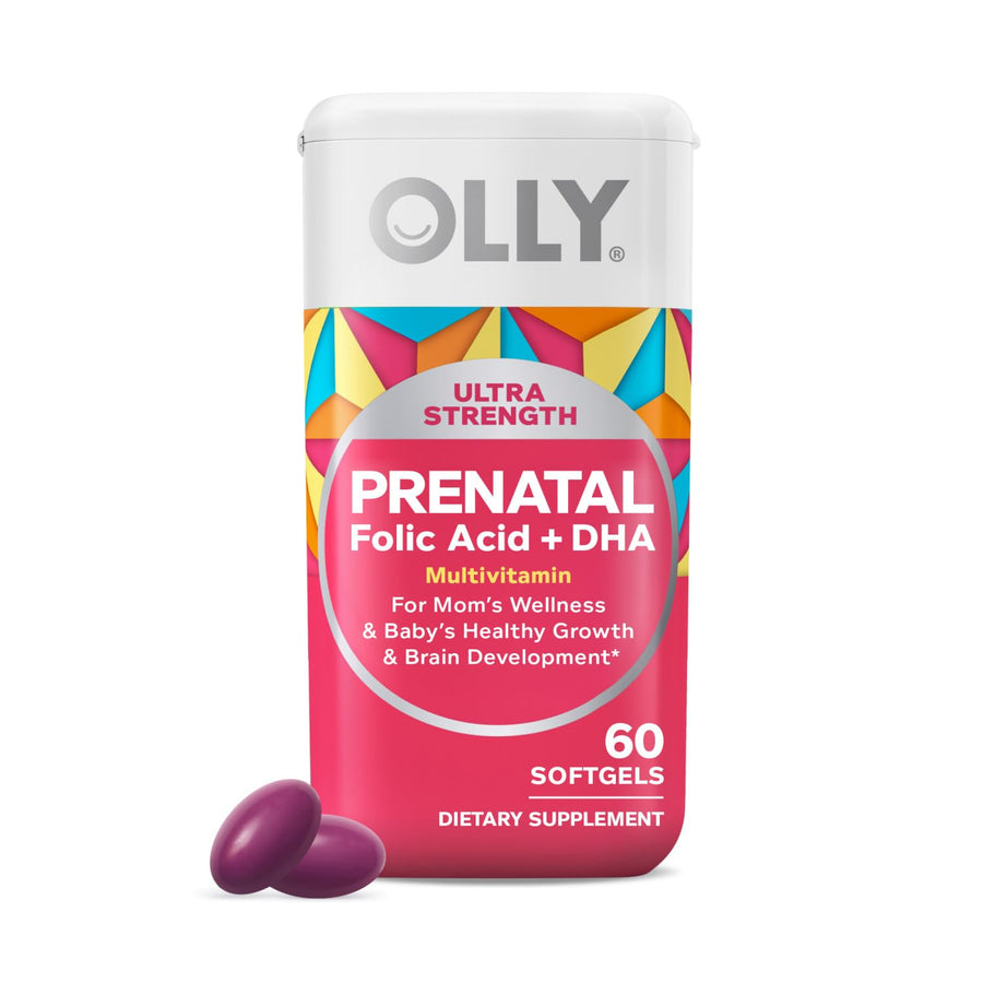 Ultra Strength Prenatal Multivitamin Softgels, Supports Healthy Growth, Brain Development, Iron, Folic Acid, DHA, Vitamins C, E, 30 Day Supply-60 Count