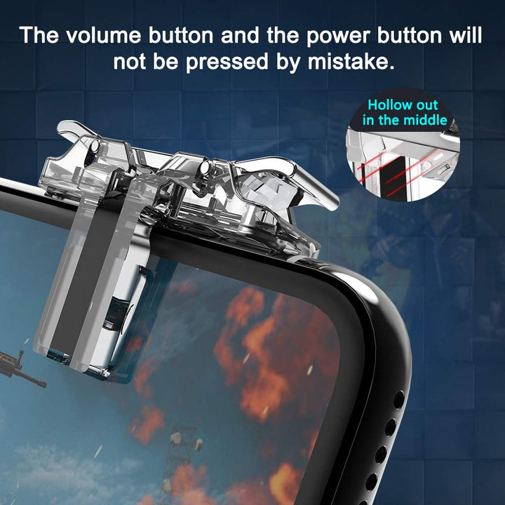 Mobile Game Controller (Metal Transparent), Sensitive Click Shoot and Aim Buttons L1R1 for PUBG/Knives Out/Rules of Survival, PUBG Mobile Game Joystick, Phone Game Controller (Crystal)