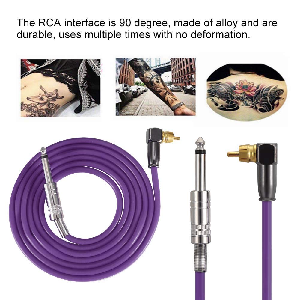 Silicone Soft Tattoo Clip Cord, Flexible Silicone Hook Line Core Clip Tattoo Wire for 90 Degree RCA Interface Tattoo Machine Power Conversion kit Accessory(purple)