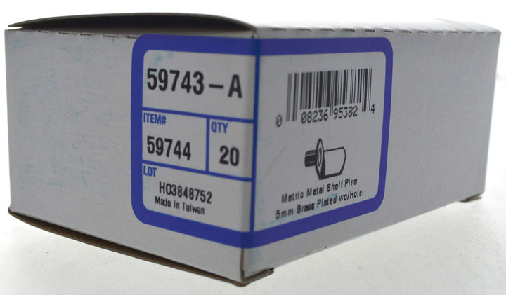 59744 Brass Shelf Pin, 5mm, 20 Pieces