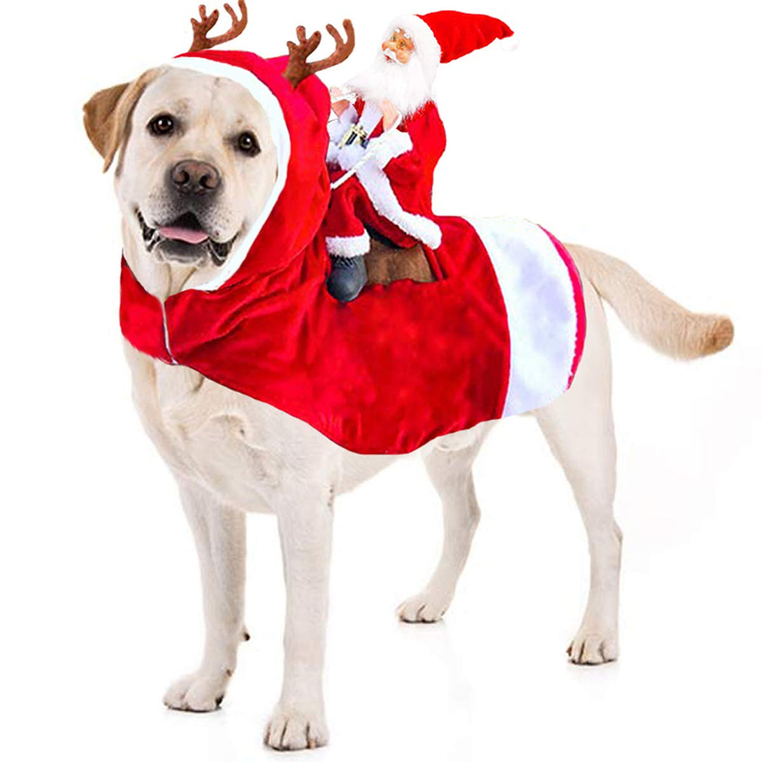 Santa Dog Costume Christmas Dog Stocking Stuffers Pet Clothes Santa Claus Riding Pet Cosplay Costumes Party Dressing up Dogs Cats Outfit for Small Medium Large Sized Dogs - XXL