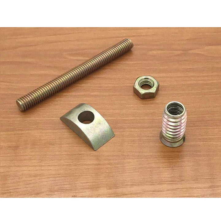6 Pieces M8x100 mm Panel Furniture Wardrobe Four-in-one Connectors Fittings Table Bed Assembly Fasteners Bolts Nuts Threads Half Moon Spacers