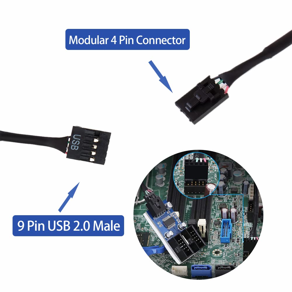 Motherboard USB Splitter 1 into 2 PC Internal USB Splitter Adapter Male 1 to 2 Female USB Motherboard Splitter- 30CM Cable USB 9pin Internal USB Splitter Port Multiplier (CS-9PIN)