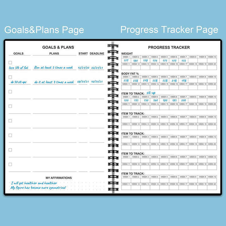 Fitness Planner for Women & Men - A5 Workout Log Book/Exercise Workout Log to Track Weight Loss, GYM, Bodybuilding Progress - Daily Health & Wellness Workout Journals, 5.8X8.25 In Workout Book