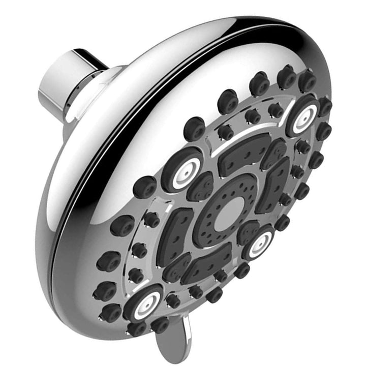 Fixed Shower Head 6 Spray Settings, 5 inch Anti-Clog Chrome Showerhead for Water Saving, Easy Tool Free Installation in Bathroom