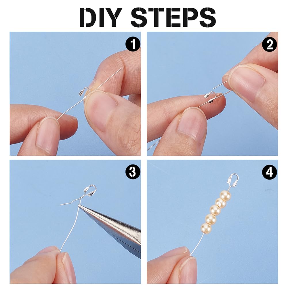 Pandahall 200pcs Wire Guardian and Protectors Silver Color Brass 0.5mm Hole Thread Protector U Shape Loop Guardian for Necklaces Bracelets Beading Jewelry Craft