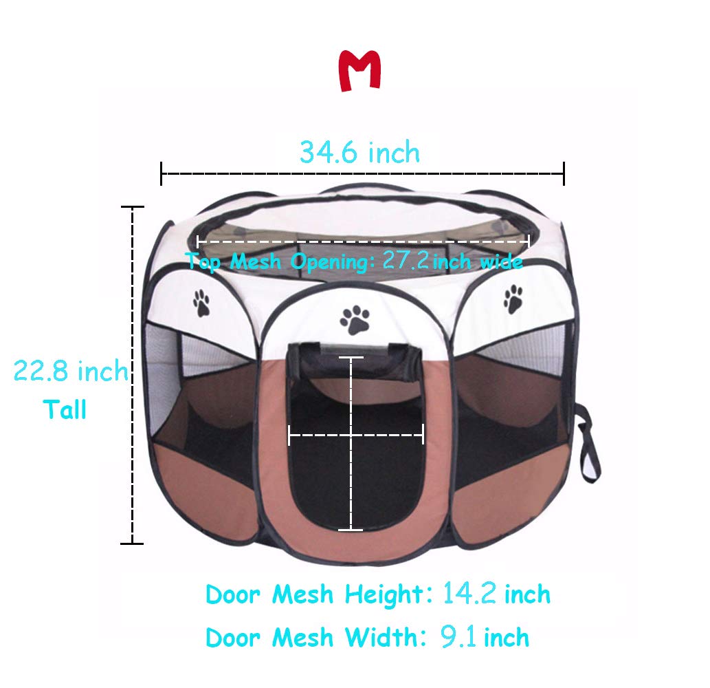 Portable Pet Playpen, Dog Playpen Foldable Pet Exercise Pen Tents Dog Kennel House Playground for Puppy Dog Yorkie Cat Bunny Indoor Outdoor Travel Camping Use