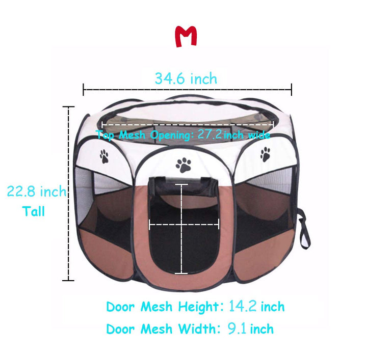 Portable Pet Playpen, Dog Playpen Foldable Pet Exercise Pen Tents Dog Kennel House Playground for Puppy Dog Yorkie Cat Bunny Indoor Outdoor Travel Camping Use