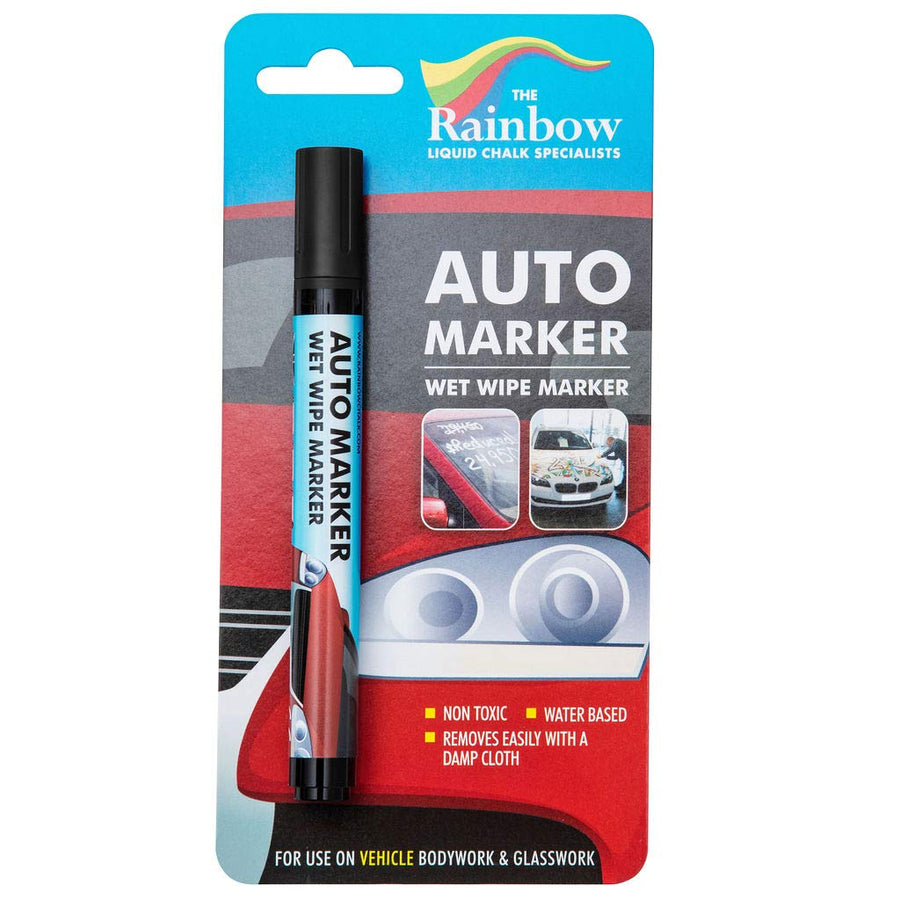 Window Markers for Glass Washable Car Window Paint Pen- Dry Erase Liquid Chalk Marker Car Decorations on All Surfaces, Tire, Windshield - Auto Marker, Autowriter, Rain Resistant (Black, Fine Tip)