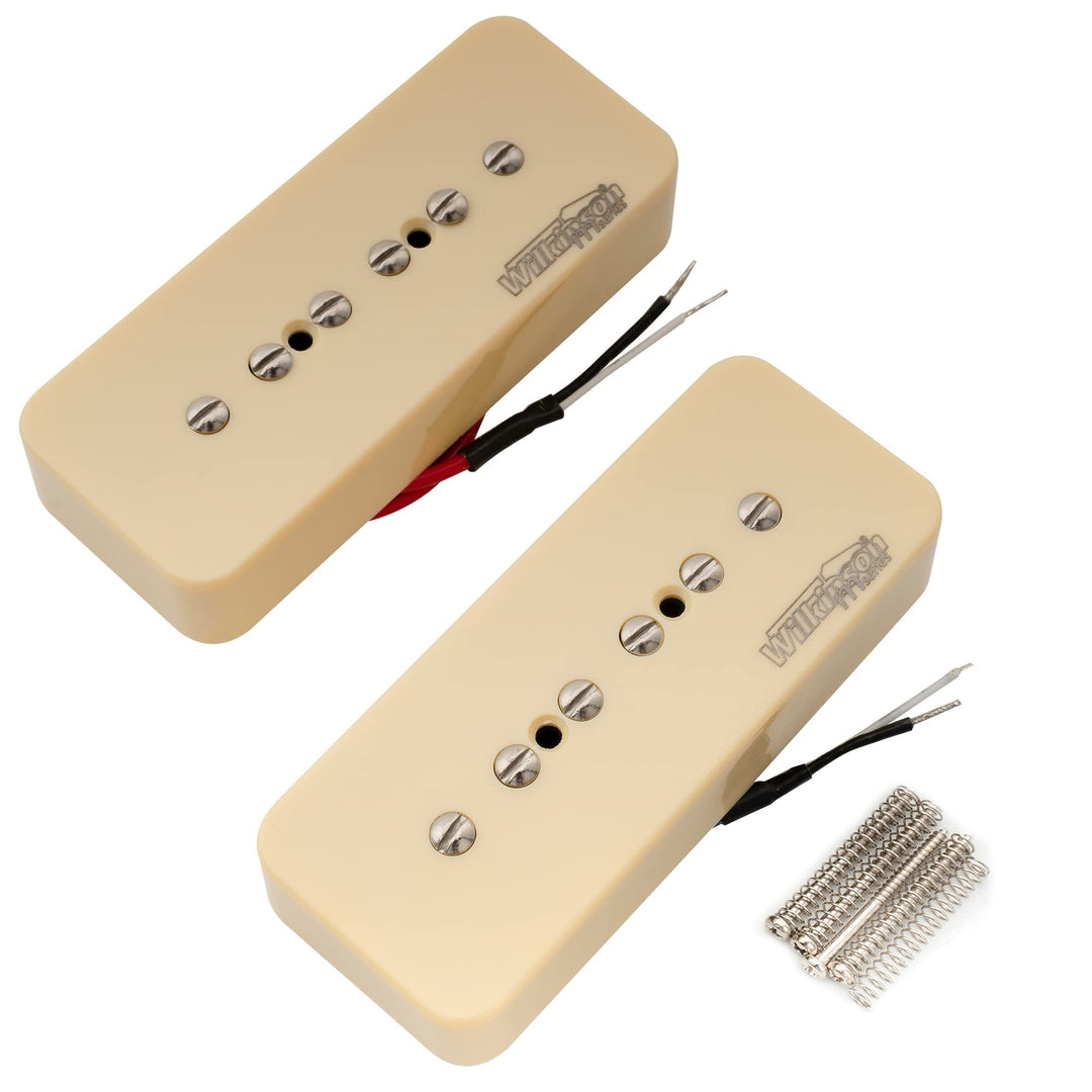 Wilkinson M Series Alnico 5 P90 Soapbar Pickups Neck and Bridge Set for Les Paul/SG Electric Guitar, Cream