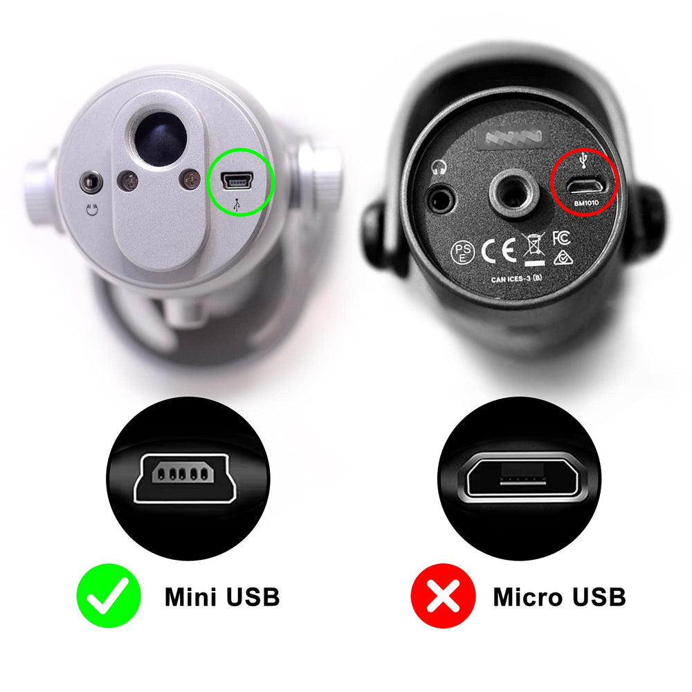 10 Ft USB Cable for Blue Yeti USB Microphones, Blue Snowball iCE USB Mic, Blue Yeti USB Microphone Blackout Edition Mini B Power Cord