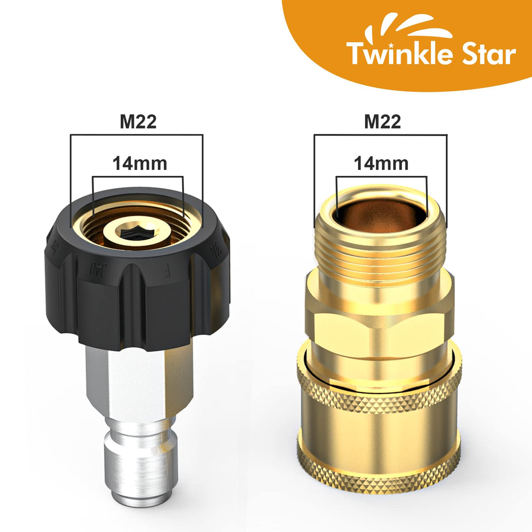 Pressure Washer Adapter Set Quick Connect Kit, M22 14mm Swivel to 3/8'' Quick Connect