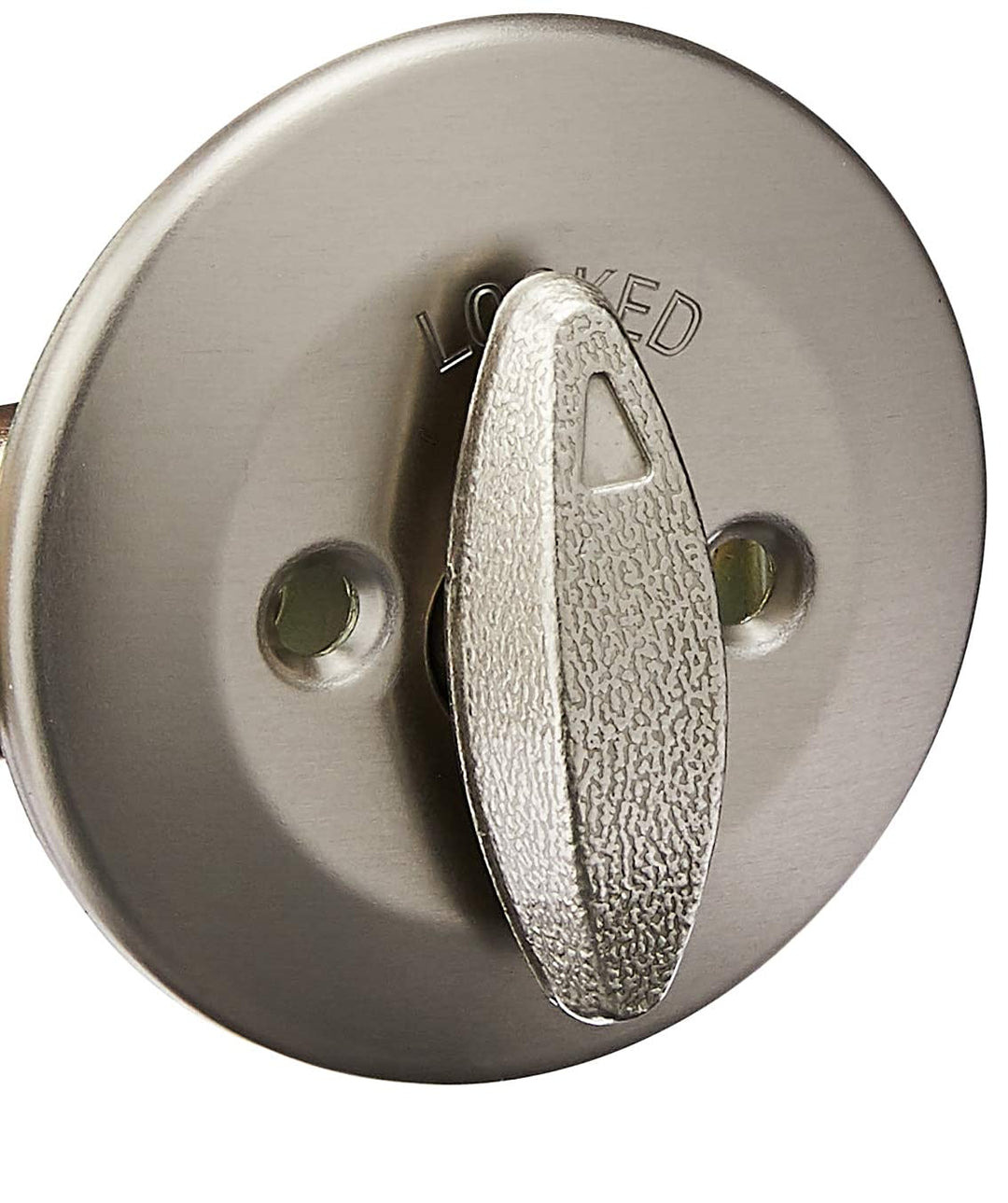 663 Deadbolt Unkeyed Deadbolt Lock, Satin Nickel Round Interior Turn Piece for Front Entry Door, with Latch and Adapter, No Exterior Assembly