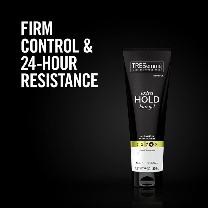 TRESemme Hair Gel with Vitamin B, Extra Hold Hair Gel, Protect Hair from Damaging Hair Dryer, Styling Tools & Appliances, Volumizing Hair Products with Frizz Control, 4 Tubes - 9 Oz. Ea.