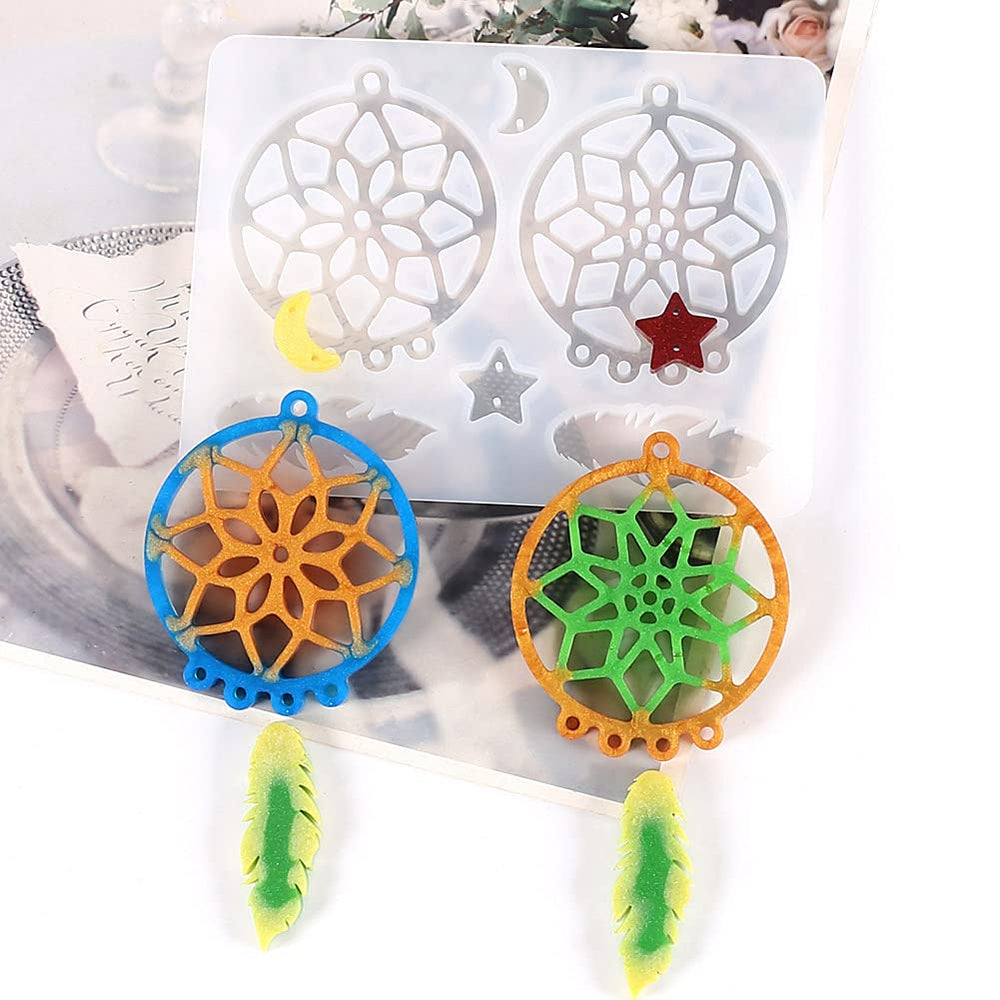 Dream Catcher Resin Molds, DIY Crystal Keychain Pendant Resin Silicone Mold for Epoxy Resin Casting,Crystal Jewelry Accessories Crafts Making Mould for Home Decoration