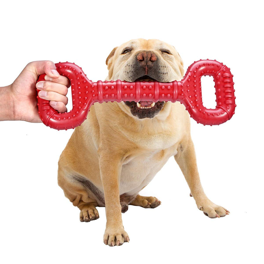 Dog Toys for Aggressive Chewers Large Breed, 15 inch Interactive Long Lasting Dogs Toy with Convex Design Natural Rubber Tug-of-war Toy for Medium Large Tooth Clean(Red)