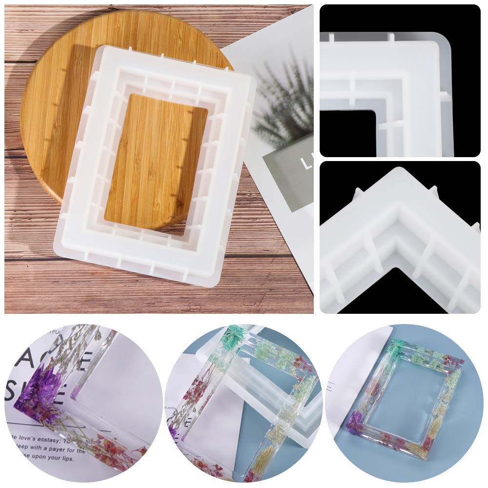 Silicone Resin Mold Photo Frame,Rectangle Picture Frame Silicone Molds for Casting, Epoxy Resin Mould Personalized Photo Frame Mold for DIY Crafts Home Table Decor Handmade Gifts