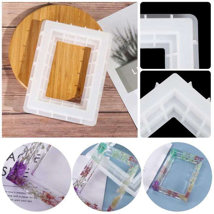 Silicone Resin Mold Photo Frame,Rectangle Picture Frame Silicone Molds for Casting, Epoxy Resin Mould Personalized Photo Frame Mold for DIY Crafts Home Table Decor Handmade Gifts