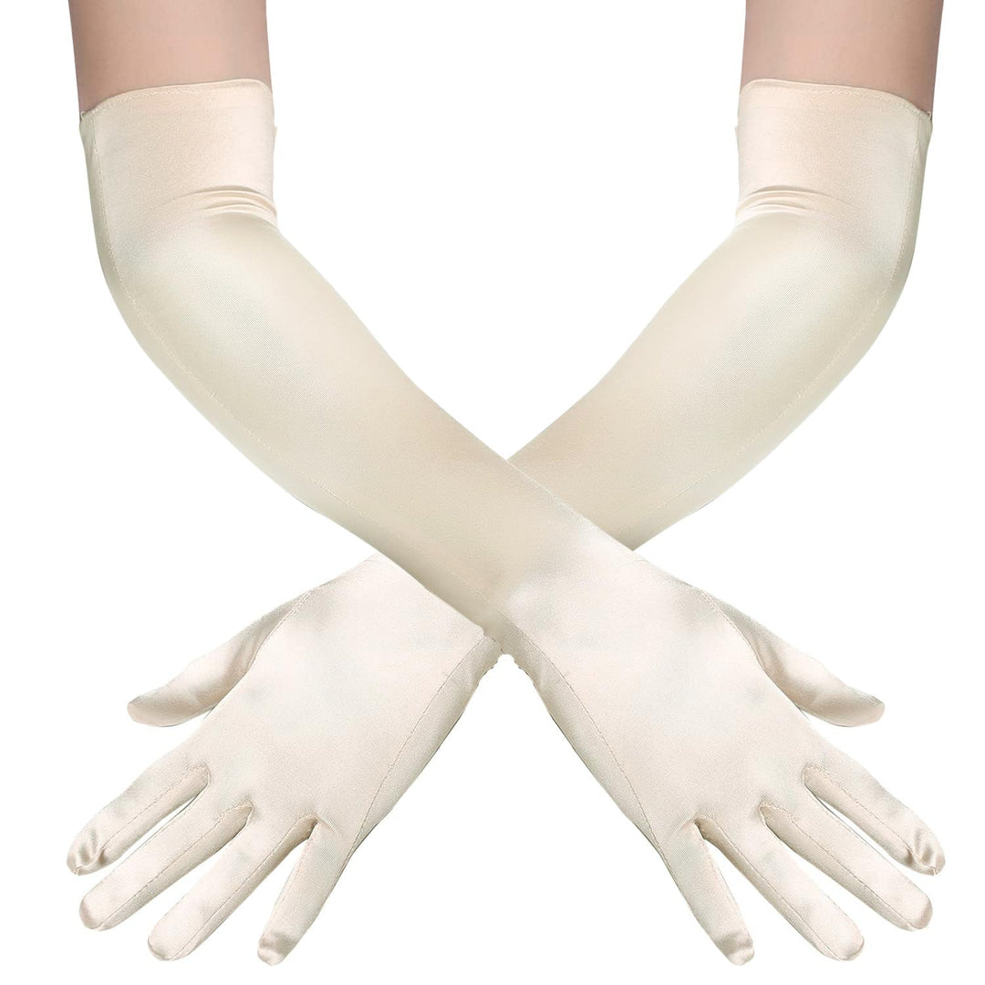 Long Opera Party 1920s Satin Tea Party Gloves Costume Stretchy Adult Size Elbow Length