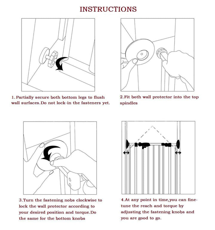 Pressure Mounted Baby Gates Threaded Spindle Rods,4Pcs Spindle Screw Mounted Bolts Kit for Stair Gates Dog Gate