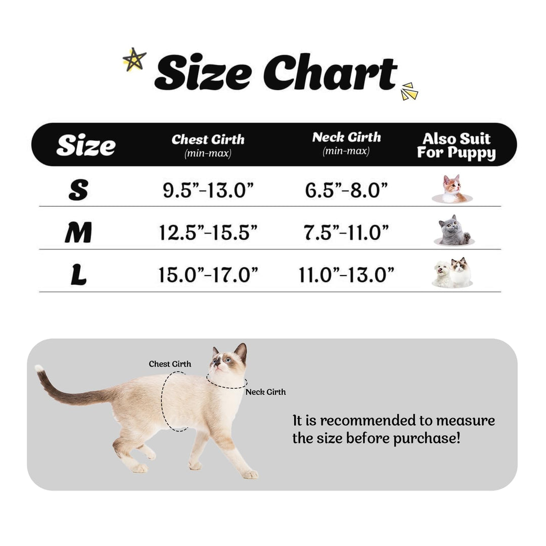 Cat Harness and Leash Set for Walking and Small Dog Soft Mesh Harness Adjustable Vest with Reflective Strap Comfort Fit for Pet Kitten Puppy Rabbit