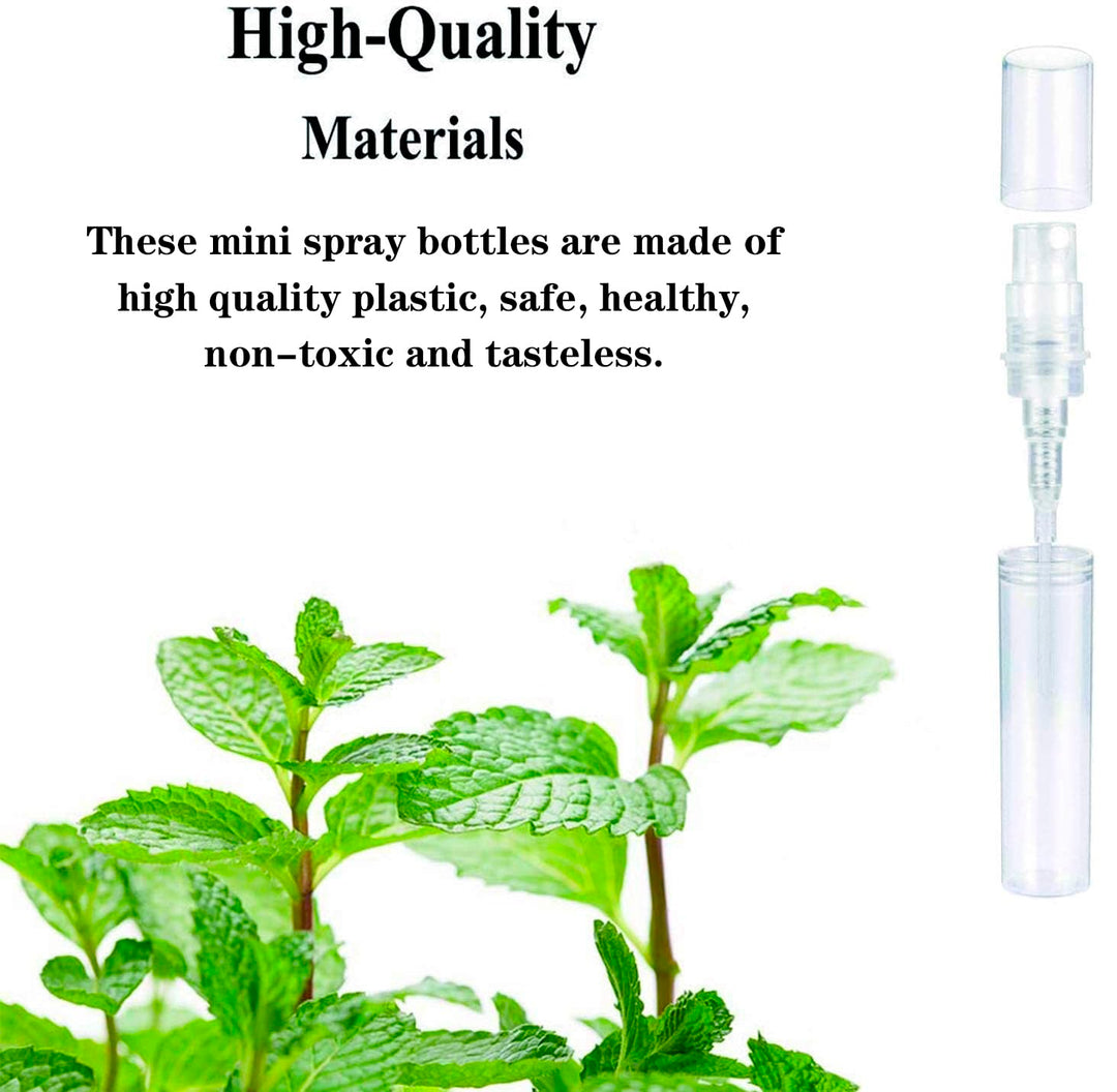 Mini Spray Bottle, Clear Plastic Empty Sample Containers, Fine Mist Perfume Travel Refillable Spray Bottle Perfume Atomizer Small Portable Bottle for Cleaning, Essential Oils 120Pcs 3ml