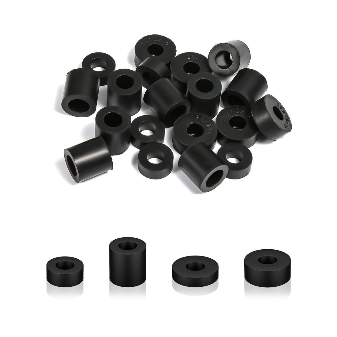 20pcs Round Neoprene Spacer, Multi Purpose Rubber Grommets Black Rubber Washers Anti Vibration Spacer for Home Car Accessories (4 Sizes)