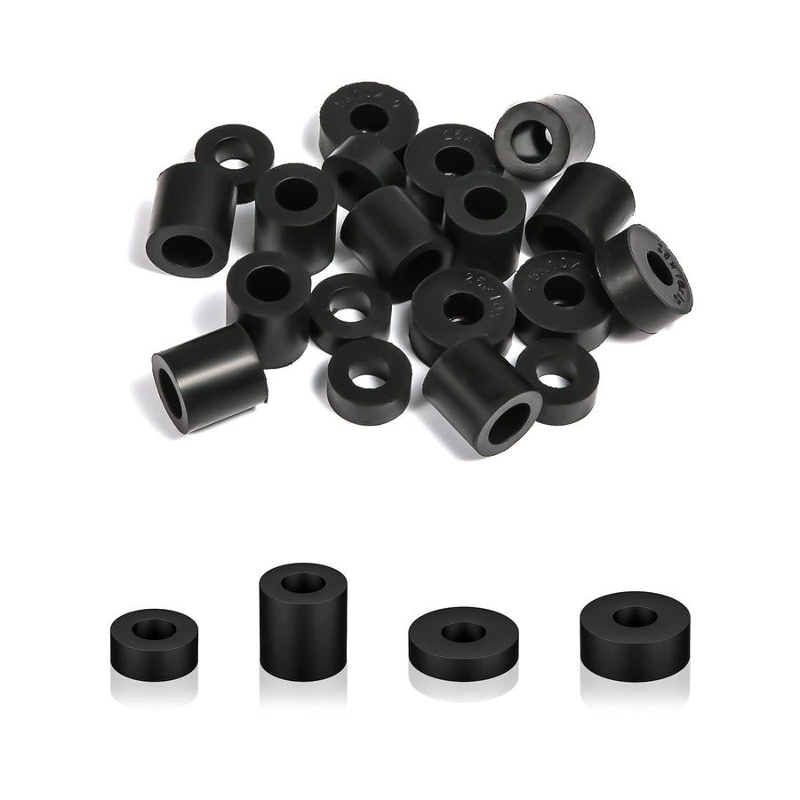 20pcs Round Neoprene Spacer, Multi Purpose Rubber Grommets Black Rubber Washers Anti Vibration Spacer for Home Car Accessories (4 Sizes)