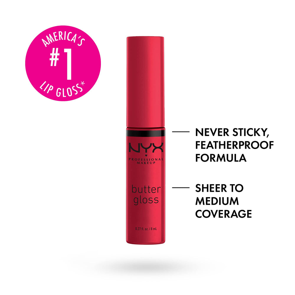 Butter Gloss, Non-Sticky Lip Gloss - Red Velvet (Deep Red)