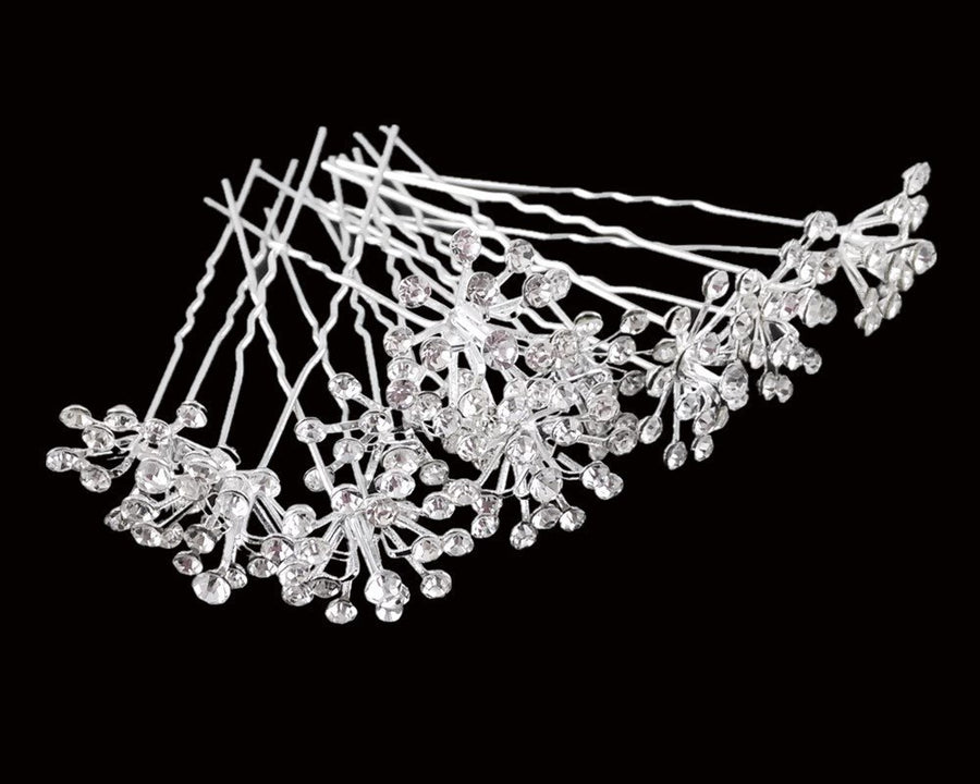 10pcs Bling Starry Crystal Rhinestone Bridal Wedding Hair Pins Women Headwear Hair Accessories (Clear)