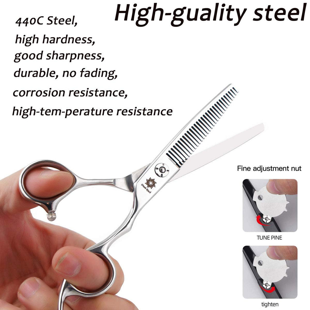 Hair Thinning Scissors Cutting Teeth Shears Professional Barber Shear Hairdressing Texturizing Salon Razor Edge Scissor Japanese 440C Stainless Steel (V-Shaped Teeth)