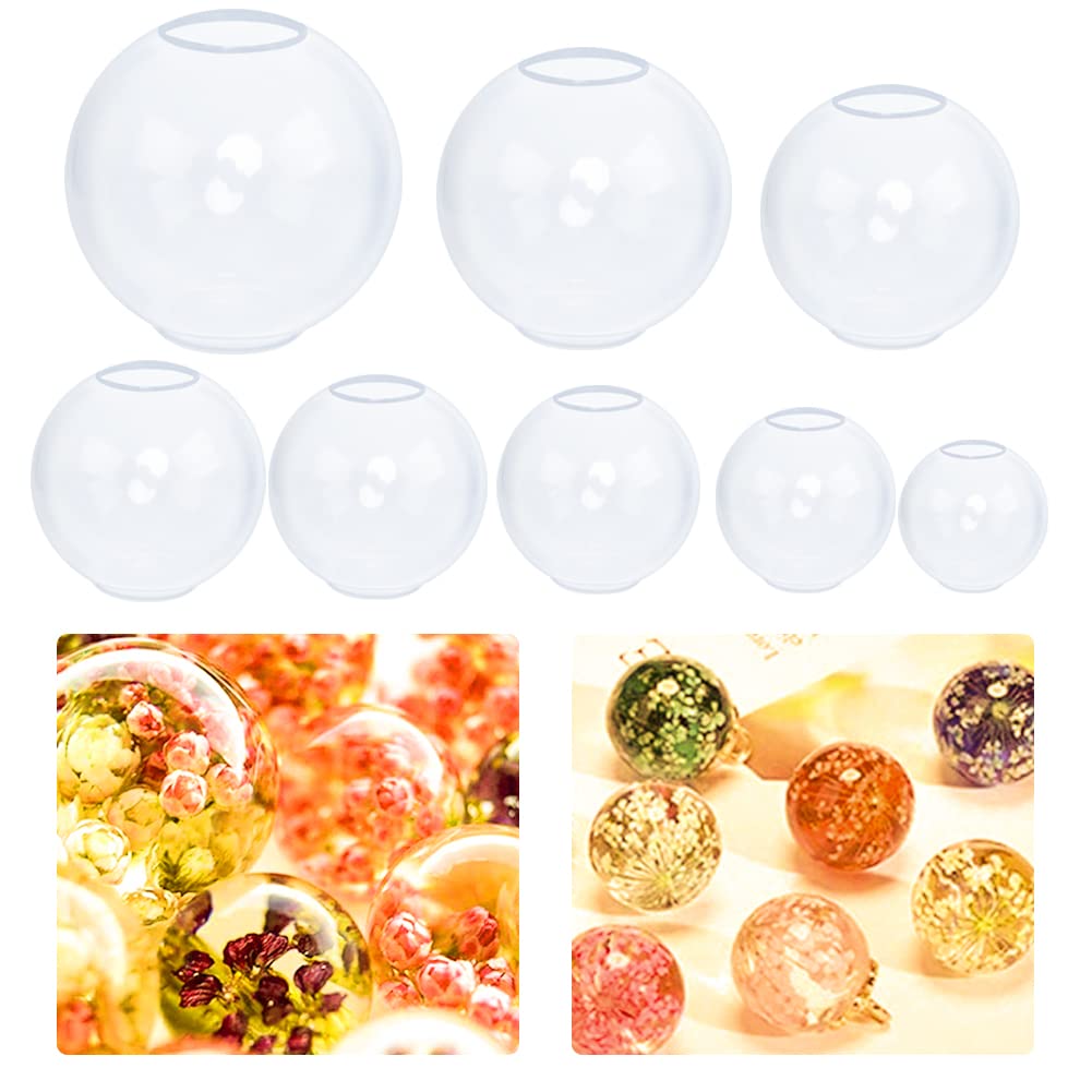 8PCS Large Sphere Silicone Molds for Epoxy Resin Casting, 3D Clear Crystal Ball Resin Mold, Round Silicone Mold for Jewelry, Candle Making, Homemade Soap (4, 3.2, 2.8, 2.4, 2, 1.7, 1.3, 0.9 inch)