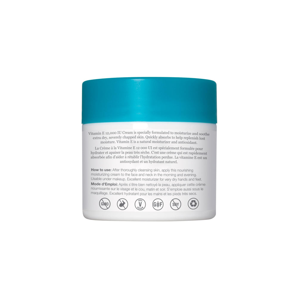Vitamin E 12,000 IU Cream – Moisturizer for Face and Body – Multi-purpose Face Cream, Hand Cream and Body Lotion Soothes and Protects, 4 oz