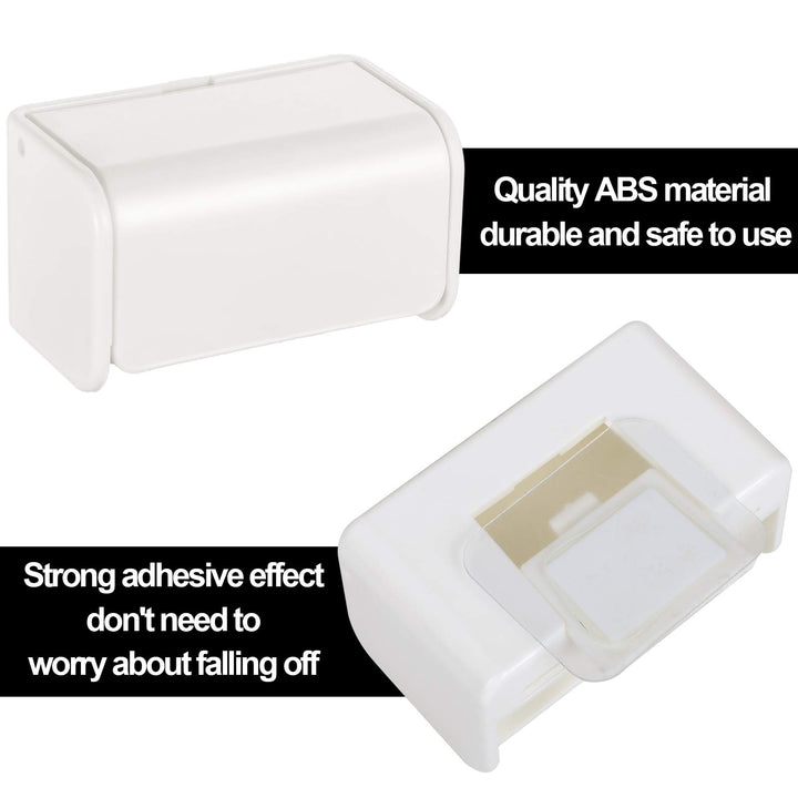 2 Pack Toothbrush Holder Wall Mounted with Cover for Bathroom, 2 Slots Self Adhesive Toothbrushes Holder White Toothbrush Hanger for RV Dorm Bathrooms and Shower