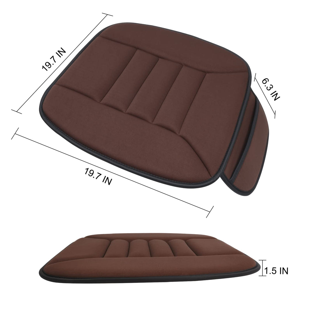 Premium Car Seat Cushion, Driver Seat Cushion with Comfort Memory Foam & Non-Slip Rubber Bottom, Car Seat Pad Works with 95% of Vehicles and Office Chair or Home (Brown)