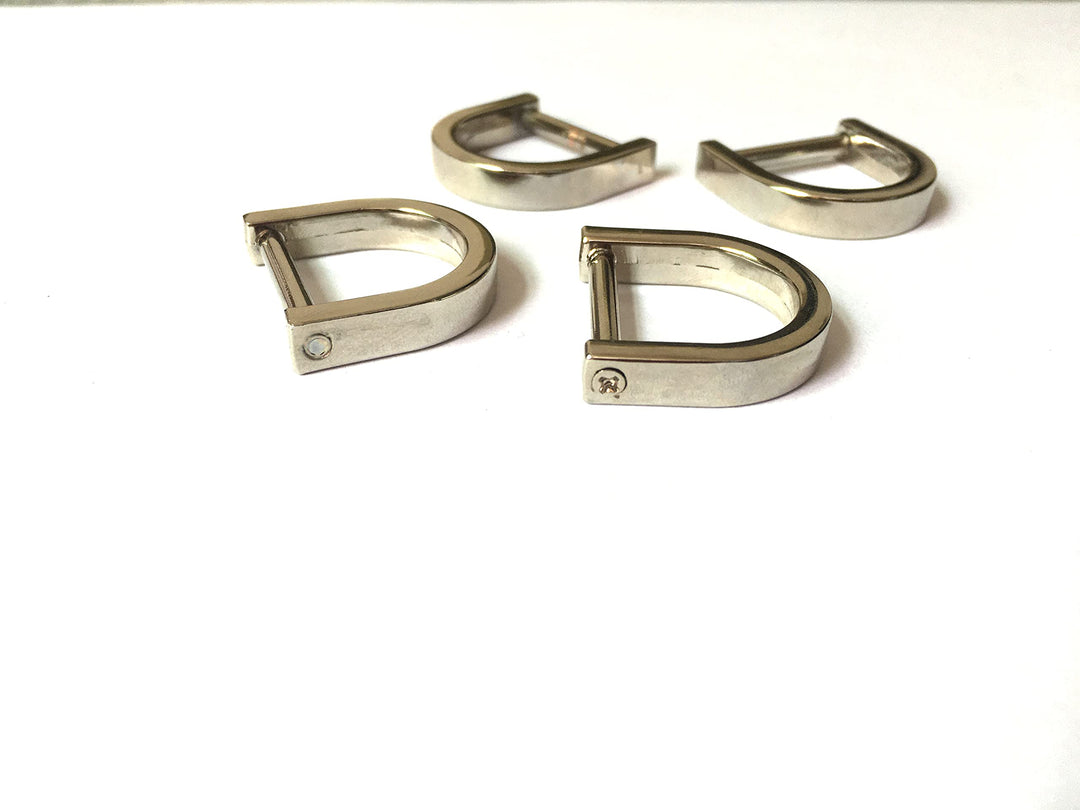 3/4 Inch D-Rings Screw in Shackle Horseshoe U Shape D Ring Silver 4 pcs Leather Craft Purse Replacement fit