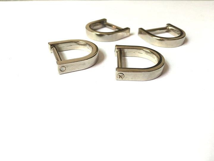 3/4 Inch D-Rings Screw in Shackle Horseshoe U Shape D Ring Silver 4 pcs Leather Craft Purse Replacement fit