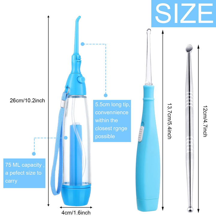 Tonsil Stone Remover Kit, 1 Manual Pump Type Low Pressure Irrigator Oral, 1 Tonsil Stone Remover with LED Light, 1 Stainless Steel Tonsil Stone Removal Tools to Get Rid of Bad Breath(Blue)