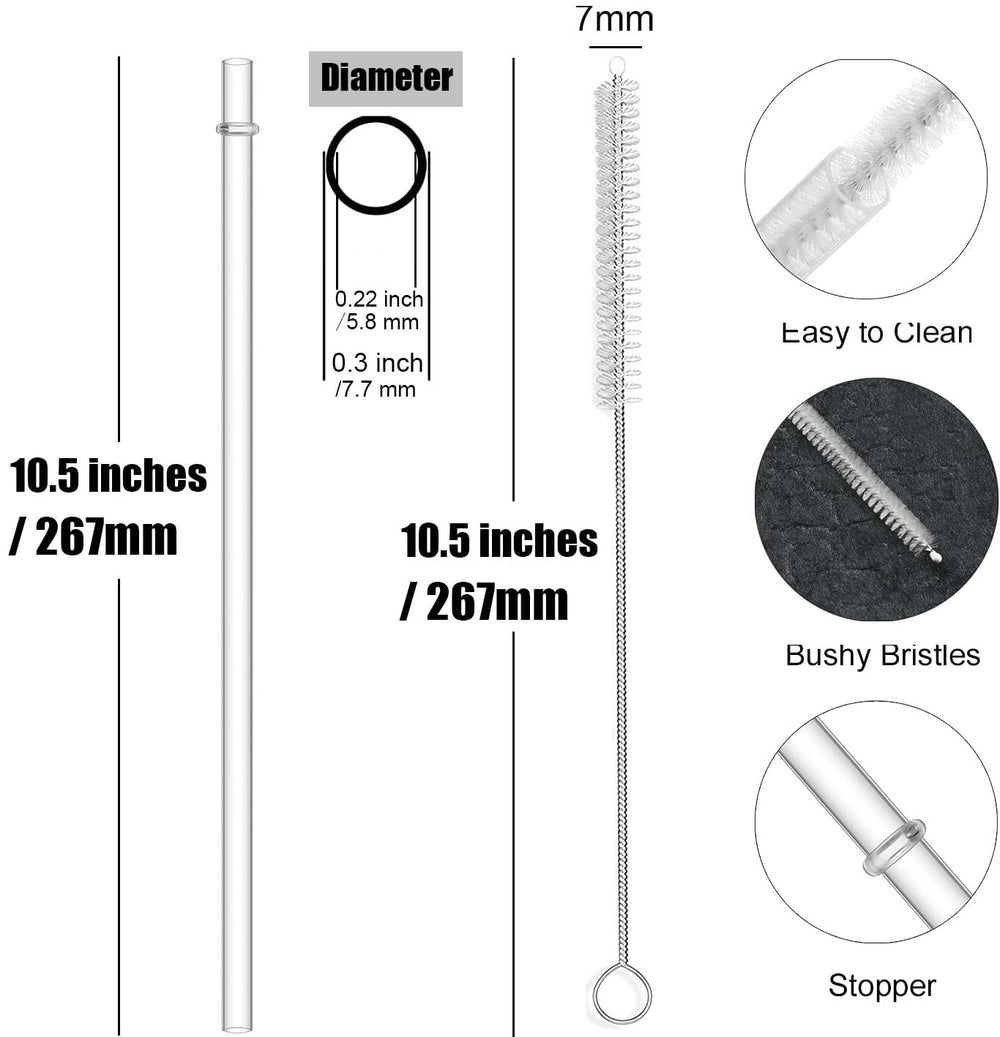 12-Pack Reusable Hard Plastic Clear Straws, 10.5 in x 0.3 in Tumbler Straws for 16 OZ 20 OZ 30 OZ Stanley, YETI, Starbucks Tumblers with Cleaning Brush