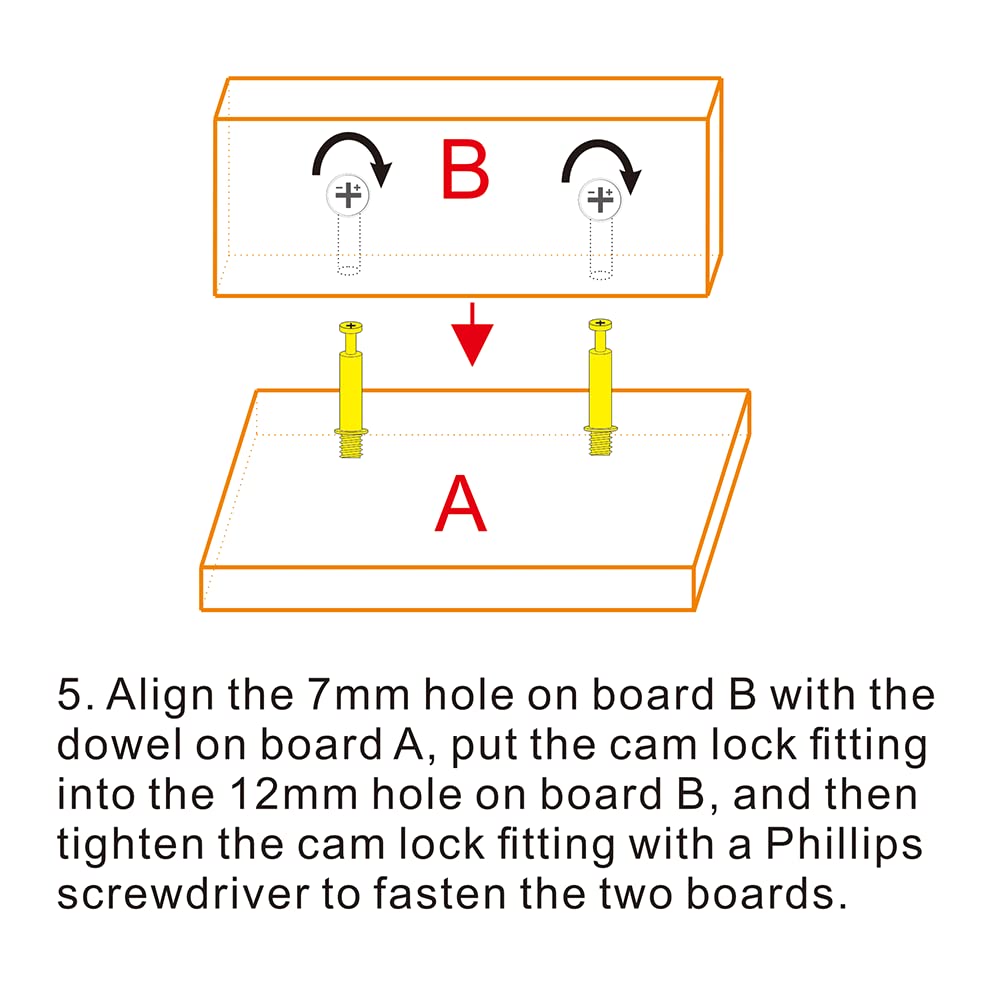 40 Sets Furniture Board Cam Fitting with Dowel, Cam Lock Nuts for Cabinet Drawer Dresser and Wardrobe Furniture Panel Connecting (Dowel M6x34mm, Cam Fitting ¢12x10mm)